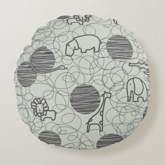 サファリ動物1 ラウンドクッション (正面)