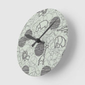 サファリ動物1 ラウンド壁時計 (傾斜)