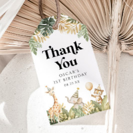 サファリ動物1st誕生日メッセージカードサンキューボーイ ギフトタグ