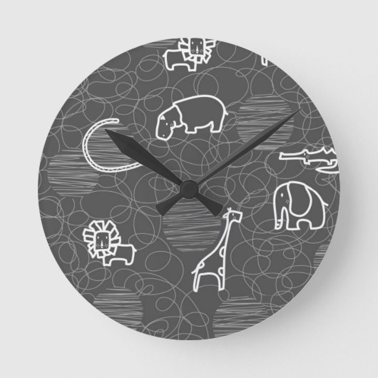 サファリ動物5 ラウンド壁時計 (正面)
