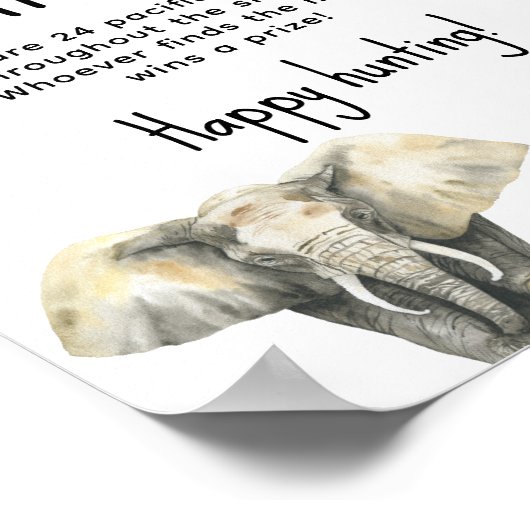 サファリ動物 – おしゃぶり狩りゲーム赤ちゃんシャワー ポスター (角)