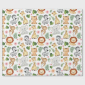 サファリ動物 – かわいいサファリの赤ちゃん動物 ラッピングペーパー (フラット)