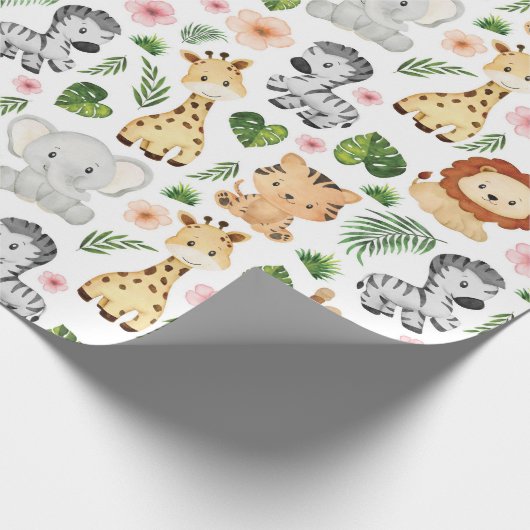 サファリ動物 – かわいいサファリの赤ちゃん動物 ラッピングペーパー (角)