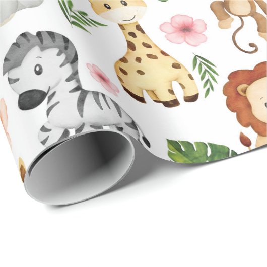 サファリ動物 – かわいいサファリの赤ちゃん動物 ラッピングペーパー (ロールコーナー)