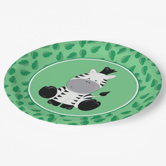 サファリ動物|のベビーのシマウマ ペーパープレート (アングル)