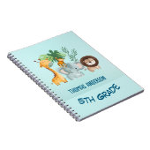 サファリ動物 キッズ 学校 オーダーメイド 名前 ノートブック (右側)