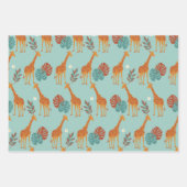 サファリ動物，キリンプリントギフトパターン，キリン ラッピングペーパーシート (正面3)