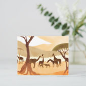 サファリ動物 | シルエット自然水彩 ポストカード (スタンド正面)