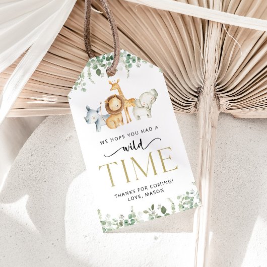 サファリ動物,ジャングル,ワイルドワン,最初の誕生日 ギフトタグ