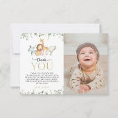 サファリ動物,ジャングル,ワイルドワン,最初の誕生日 サンキューカード (正面)