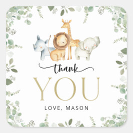 サファリ動物,ジャングル,ワイルドワン,最初の誕生日 スクエアシール