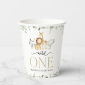 サファリ動物,ジャングル,ワイルドワン,最初の誕生日 紙コップ (正面)