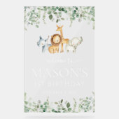 サファリ動物，ジャングル，ワイルドワン，誕生日へようこそ アクリルサイン (正面)