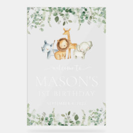 サファリ動物,ジャングル,ワイルドワン,誕生日へようこそ アクリルサイン