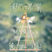 サファリ動物，ジャングル，ワイルドワン，誕生日へようこそ アクリルサイン (ニュートラル)