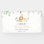 サファリ動物,ジャングル,ワイルドワン,誕生日へようこそ 横断幕 (横)