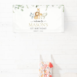 サファリ動物,ジャングル,ワイルドワン,誕生日へようこそ 横断幕