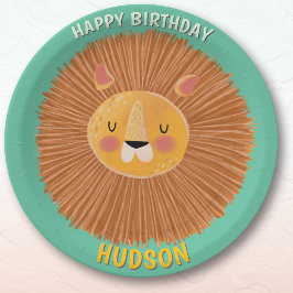 サファリ動物 誕生日 ライオン キッズ オリジナル ペーパープレート