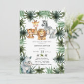 サファリ動物 | Prince |水彩赤ちゃんシャワー 招待状 (スタンド正面)