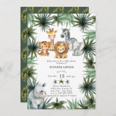サファリ動物 | Prince |水彩赤ちゃんシャワー 招待状 (正面/裏面)