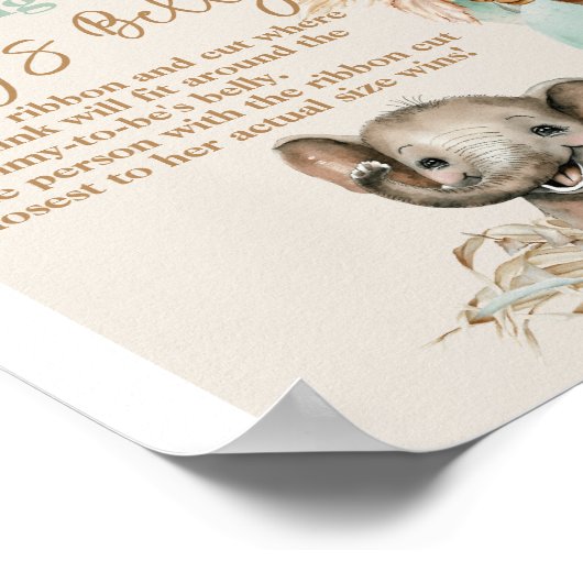 サファリ動物Boho Oh男の子の赤ちゃんシャワー母の腹 ポスター (角)