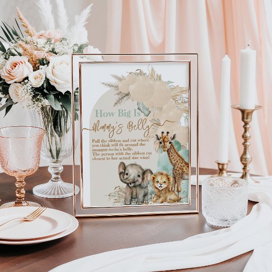 サファリ動物Boho Oh男の子の赤ちゃんシャワー母の腹 ポスター