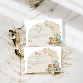 サファリ動物Boho Oh男の子ベビーシャワーオムツ エンクロージャーカード