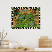 サファリ南アフリカサッカーサッカースポーツファン ポスター (キッチン)