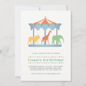 サファリ回転木馬誕生日招待状 招待状 (正面)