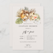 サファリ大きな猫カップルシャワー 招待状 (正面/裏面)