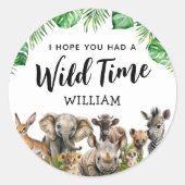 サファリ子供の誕生日ありがとう ラウンドシール (正面)
