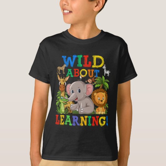 サファリ学ーの動物について学校に戻る Tシャツ (正面)