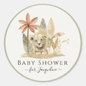 サファリ小さなライオン王ジャングルボーイ赤ちゃんシャワー ラウンドシール (正面)