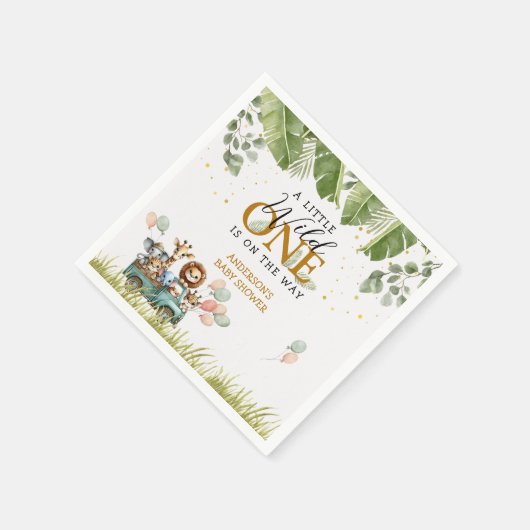 サファリ小さな野生の1つの赤ちゃんシャワー スタンダードカクテルナプキン (角)