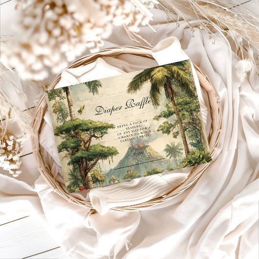 サファリ恐竜ベイビーシャワーディーパーラッフル エンクロージャーカード