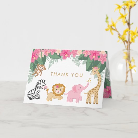 サファリ感謝していガールユー カード (黄色い花)