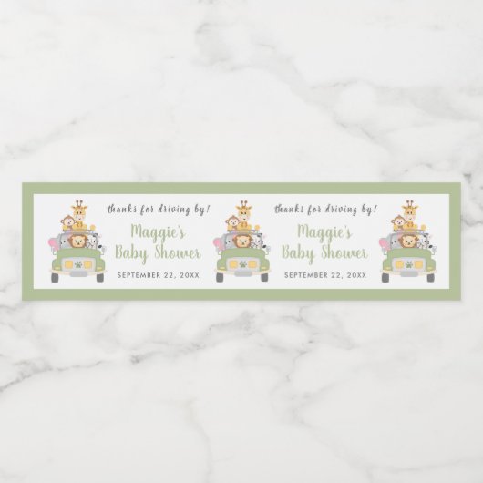 サファリ感謝していーのベビーシャワーで運転する ペットボトルラベル (シングルラベル)