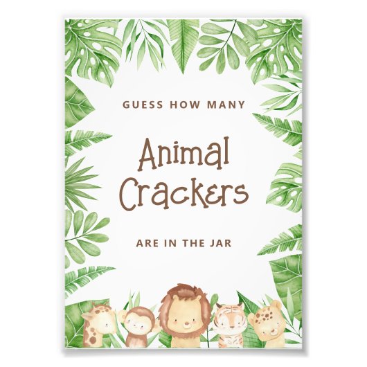 サファリ推測ゲーム赤ちゃんシャワー – 編集可能サイン フォトプリント            (正面)