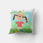 サファリ枕のダークヘアガール クッション (裏面)