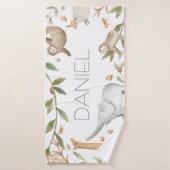 サファリ森林動物のパーソナライズされた子ども用タオル バスタオル (バスタオル)