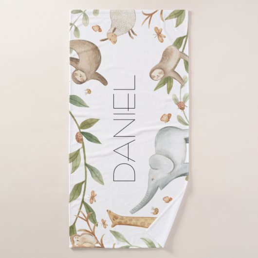 サファリ森林動物のパーソナライズされた子ども用タオル バスタオル (バスタオル)