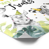 サファリ楽しむーパーティー動物のサイン ポスター (角)