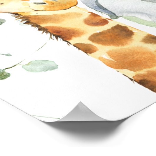 サファリ灰色の金ゴールドの葉ベビーシャワーへようこそ ポスター (角)