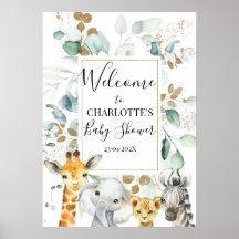 サファリ灰色の金ゴールドの葉ベビーシャワーへようこそ