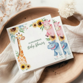 サファリ熱帯性ジャングル動物のベビーシャワー スタンダードカクテルナプキン