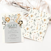 サファリ熱帯性ジャングル動物の男の子の赤ちゃんシャワー 招待状