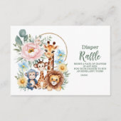 サファリ熱帯性ジャングル動物ラッフルおむつ エンクロージャーカード (正面)