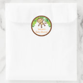 サファリ猿の赤ちゃんシャワーの好意ステッカー ラウンドシール (バッグ)