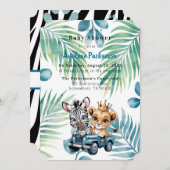 サファリ王室のライドボーイベビーシャワー 招待状 (正面/裏面)