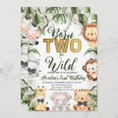 サファリ生まれジャングルツビーワイルドバースデーパーティー 招待状 (正面/裏面)